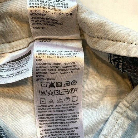 Levis Linen Blend Chino Shorts Mens 33 (34) Flat Front Beach Summer Outdoor Blue - Picture 7 of 12